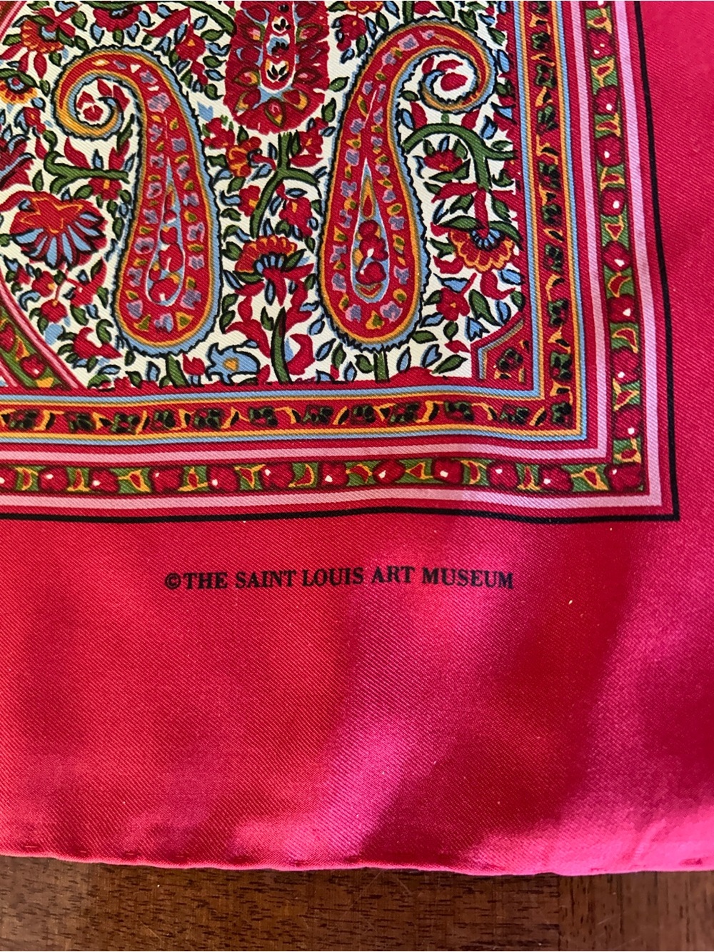 Saint Louis Art Museum Pink Paisley Decorative Scarf silk 35“ x 35“